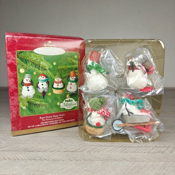 Vintage Hallmark Keepsake 2000 Race Down Main Street Mitford Snowmen Ornaments - Picture 4 of 4